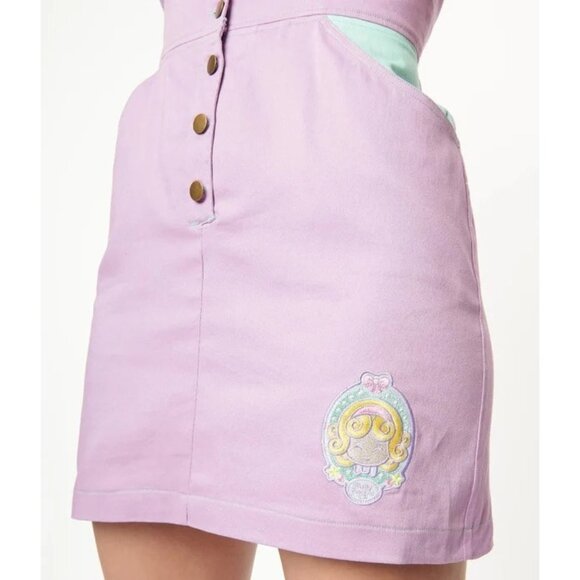 Unique Vintage X Polly Pocket Purple Embroidered Fitted Pinafore NWT XS - Picture 4 of 4